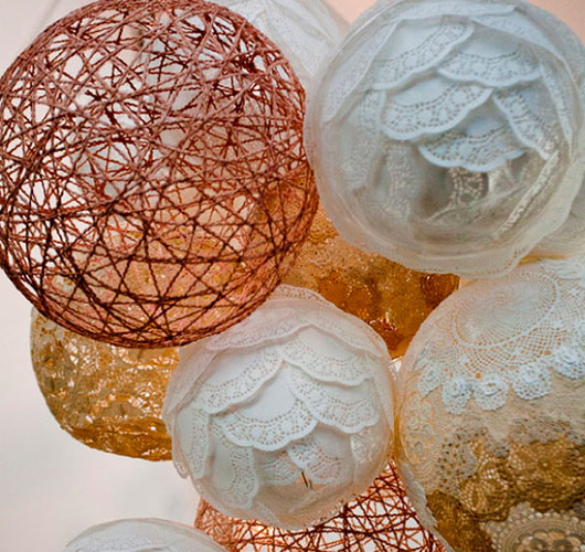 На фото изображено - Необычный декор: шары из нитей, рис. Шары декор