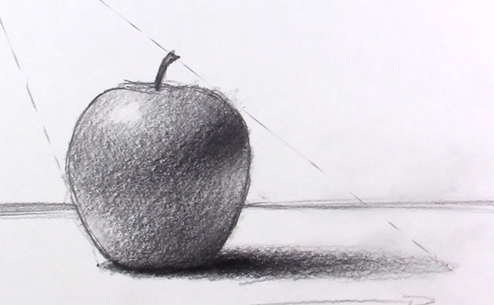 На фото изображено - Рисование карандашом для начинающих, рис. Рисование яблока
