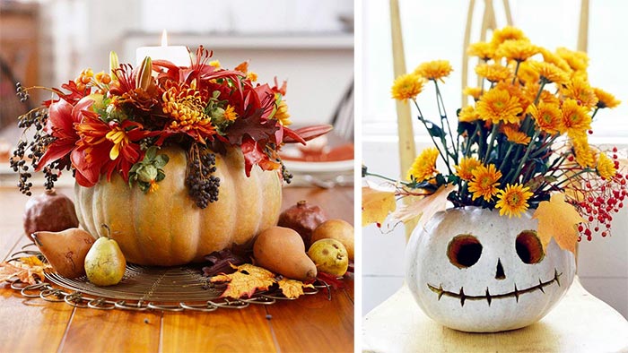 Осенний декор: Как сделать вазу из тыквы
