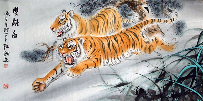 На фото изображено - Подарки и украшения на 2022 год Голубого Тигра, рис. Тигр в китайской мифологии