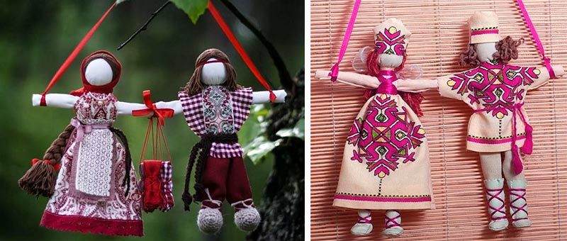 На фото изображено - История русской тряпичной куклы, рис. Куклы неразлучники