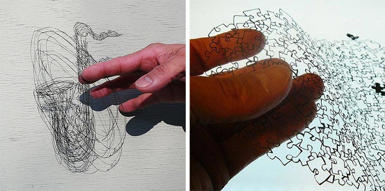 На фото изображено - Киригами и ниткография – необычные виды рукоделия: основы техник, хитрости и советы, рис. Работы Акиры Нагая