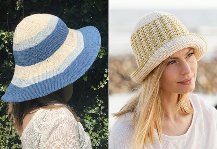 На фото изображено - Вязание пляжных вещей: создаем стильный гардероб для летнего отдыха своими руками, рис. Вязаные пляжные шляпки