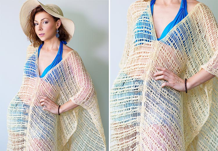 На фото изображено - Вязание пляжных вещей: создаем стильный гардероб для летнего отдыха своими руками, рис. Вязаная туника