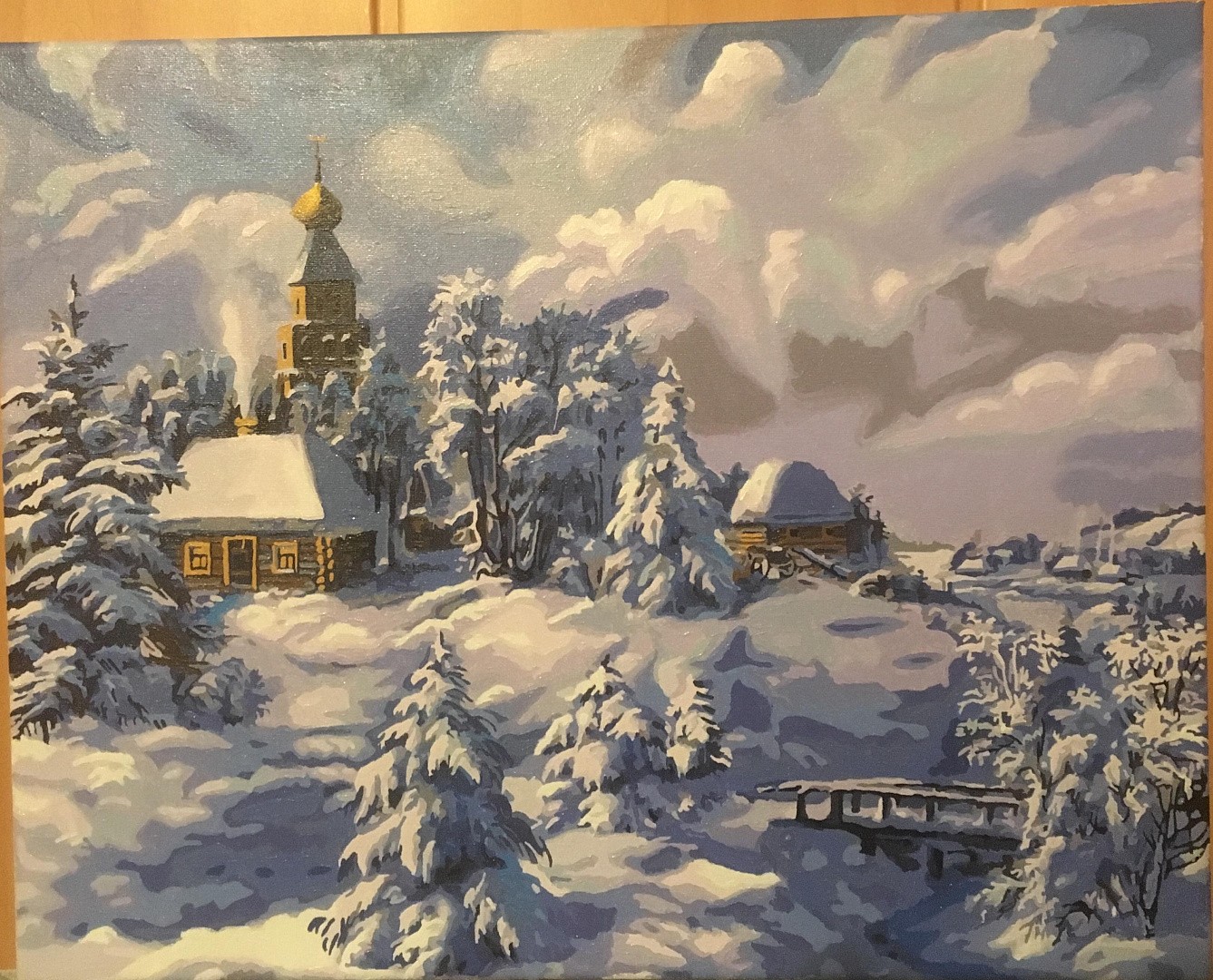 Картина по номерам зимняя деревушка