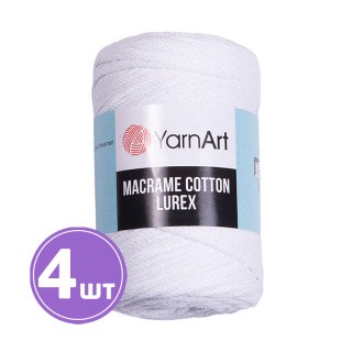 Пряжа YarnArt Macrame Cotton Lurex (Макраме Коттон Люрекс) (721), белый-радужный, 4 шт. по 250 г Пряжа YarnArt Macrame Cotton Lurex (Макраме Коттон Люрекс) (721), белый-радужный, 4 шт. по 250 г