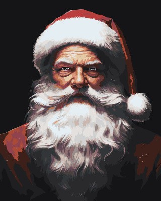 Картина по номерам «Новогодняя: Дед Мороз на темном фоне»