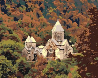 Картина по номерам «Армения: монастырь Агарцин в осеннем лесу»