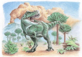Скетч для раскрашивания цветными карандашами «Тираннозавр рекс»