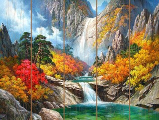 Картина по номерам по дереву «Прохлада воды»