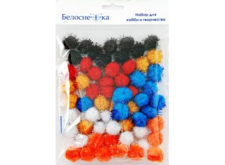 Декоративные помпоны блестящие, 6 цветов, 20 мм, Белоснежка Декоративные помпоны блестящие, 6 цветов, 20 мм, Белоснежка