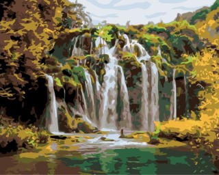 Картина по номерам «Водопад в горах»