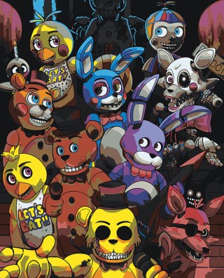 Картина по номерам «Фнаф Five nights at Freddy's Аниматроники»