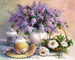 Картина по номерам «Натюрморт с сиренью» Картина по номерам «Натюрморт с сиренью»