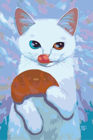Картина по номерам «Кот с круассаном»