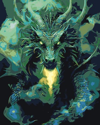 Картина по номерам «Грозный зеленый дракон»