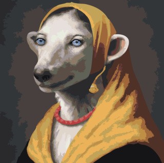 Картина по номерам «Исторический портрет собаки с голубыми глазами»