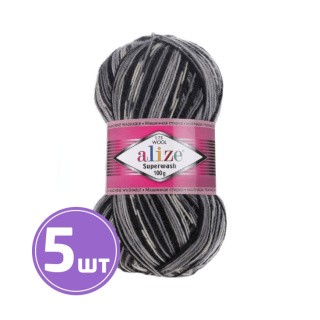 Пряжа ALIZE Superwash100 (2695), черно-серый меланж, 5 шт. по 100 г Пряжа ALIZE Superwash100 (2695), черно-серый меланж, 5 шт. по 100 г