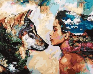 Картина по номерам «Девушка и волк»