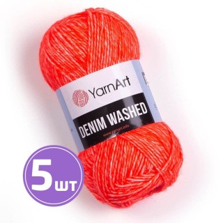 Пряжа YarnArt Denim Washed1 (913), красный апельсин меланж, 5 шт. по 50 г Пряжа YarnArt Denim Washed1 (913), красный апельсин меланж, 5 шт. по 50 г