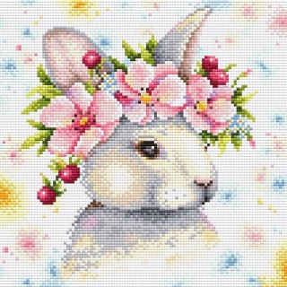 Алмазная вышивка «Кролик в цветах»