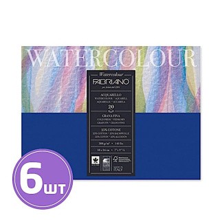 Альбом для акварели «Watercolour», 300 г/м2, 24x32 см, склейка с одной стороны, 6 шт. по 12 л., Fabriano