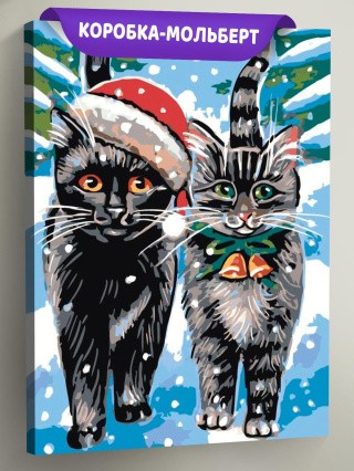 Картина по номерам «Рождественские котики» Картина по номерам «Рождественские котики»