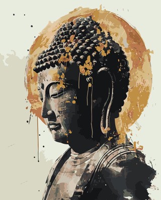 Картина по номерам «Религия буддизм: Будда статуя и круг»