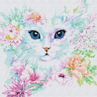 Картина по номерам «Кошечка в цветах»