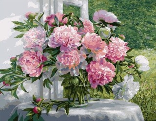 Картина по номерам «Пионы у окна» Картина по номерам «Пионы у окна»
