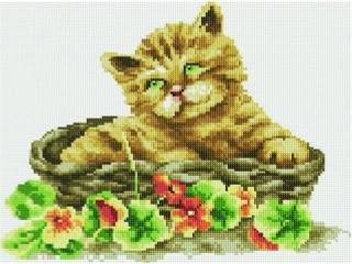 Алмазная вышивка «Котёнок в корзине» Алмазная вышивка «Котёнок в корзине»
