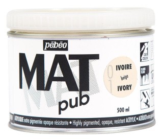 Краска акриловая PEBEO экстра матовая Mat Pub №1, бежевый, 500 мл