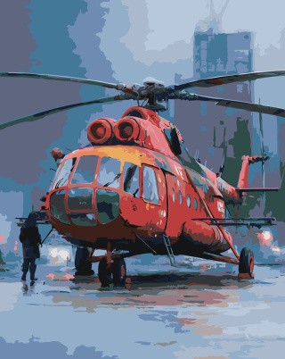 Картина по номерам Красный вертолет МИ-8