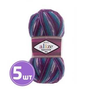 Пряжа ALIZE Superwash100 (4412), фиолетово-бирюзово-синий, 5 шт. по 100 г Пряжа ALIZE Superwash100 (4412), фиолетово-бирюзово-синий, 5 шт. по 100 г