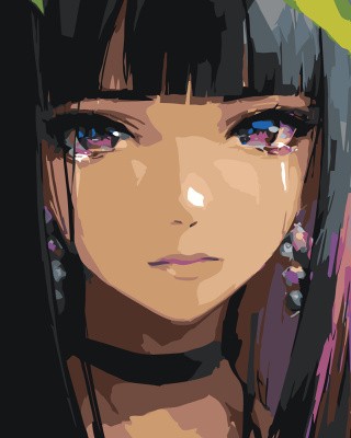 Картина по номерам Грустная девушка в стиле аниме