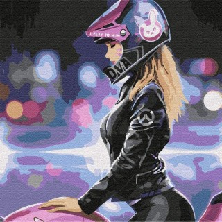 Картина по номерам «Девушка на мотоцикле»