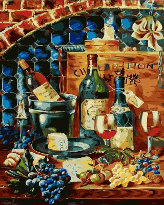Картина по номерам «Натюрморт вино и сыр»