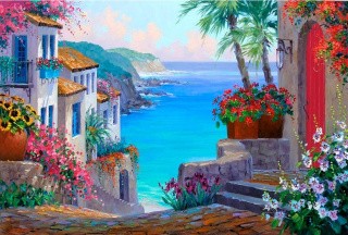 Алмазная вышивка «Вниз, к морю!» Алмазная вышивка «Вниз, к морю!»