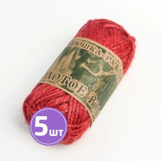 Пряжа Хозяюшка-рукодельница Золотое волокно цветное (3), красный, 5 шт. по 50 г Пряжа Хозяюшка-рукодельница Золотое волокно цветное (3), красный, 5 шт. по 50 г