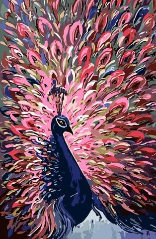 Картина по номерам «Павлин с розовым хвостом»