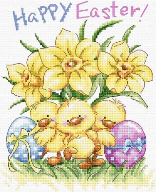 Набор для вышивания «Three Chicks with Daffodils and Egg (Три цыпленка с нарциссами и яйцом)» Набор для вышивания «Three Chicks with Daffodils and Egg (Три цыпленка с нарциссами и яйцом)»