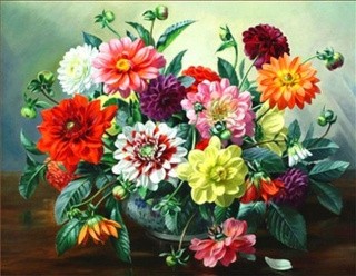 Рисунок на ткани «Георгины в вазе» Рисунок на ткани «Георгины в вазе»