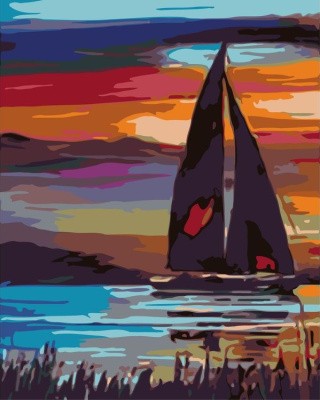 Картина по номерам «Лодка на реке»