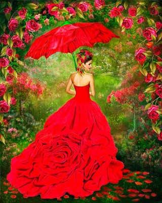 Алмазная вышивка «Платье из роз»