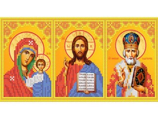 Набор вышивки бисером «Казанская Богородица, Господь Вседержитель, Николай Чудотворец»