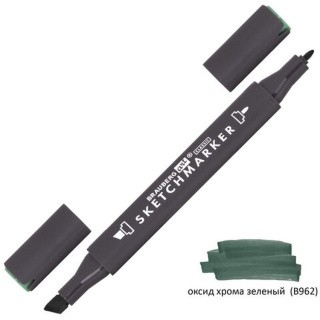 Маркер для скетчинга двусторонний 1 мм - 6 мм BRAUBERG ART CLASSIC, цвет: оксид хрома зеленый