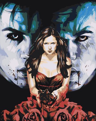 Картина по номерам «Дневники вампира: Деймон, Елена и Стефан»