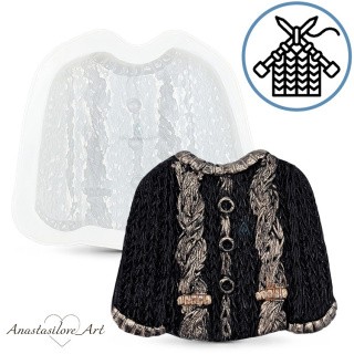 Силиконовый молд - Вязаный свитер, 9x8см, 1 шт. Силиконовый молд - Вязаный свитер, 9x8см, 1 шт.