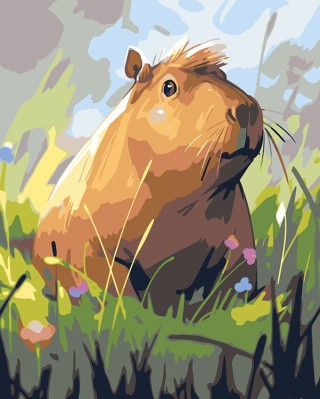 Картина по номерам «Смешная капибара» Картина по номерам «Смешная капибара»