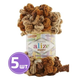 Пряжа ALIZE Puffy color (6080), бенгальский тигр, 5 шт. по 100 г Пряжа ALIZE Puffy color (6080), бенгальский тигр, 5 шт. по 100 г